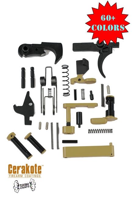 Colored AR 15 Lower Parts Kit-Complete Lower Parts Kit w/Black FCG and Grip in your choice of color