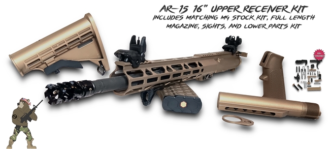 AR15 16" Upper Assembly Kit - Shown here in Burnt