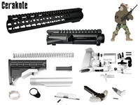 AR 15 Build Kit with Upper Receiver -COLOR OPTIONS -Shown Here in Satin Aluminum