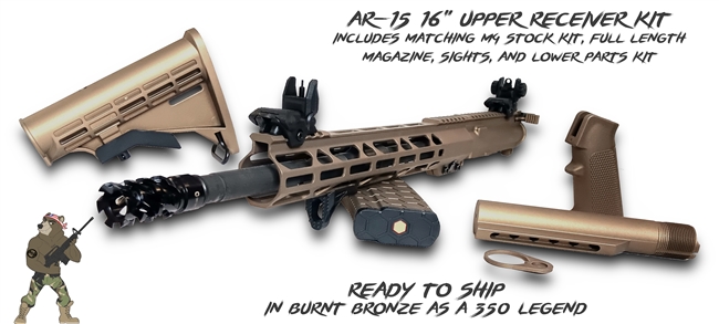 AR15 16" 350 Legend Upper Assembly Kit - READY TO SHIP NOW  in Burnt Bronze