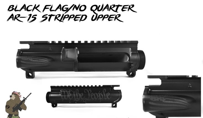 Black Flag/No Quarter AR-15 Stripped Upper Receiver - Custom  Cerakote Black&Cobalt