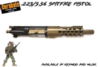Spitfire 223/556 - 7.5" Free Float Upper Assembly - Available in several colors - shown here in Burnt Bronze and Blue Titanium Cerakote