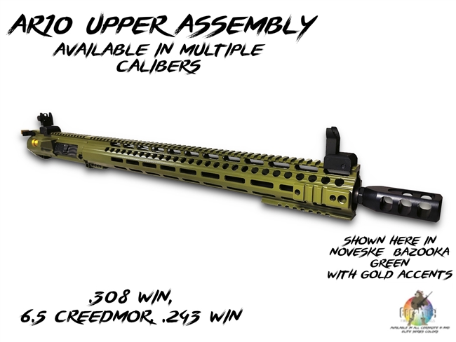 The Bazooka AR10 20" Upper Assembly - Shown here in Noveske Bazooka Green and Gold Accents