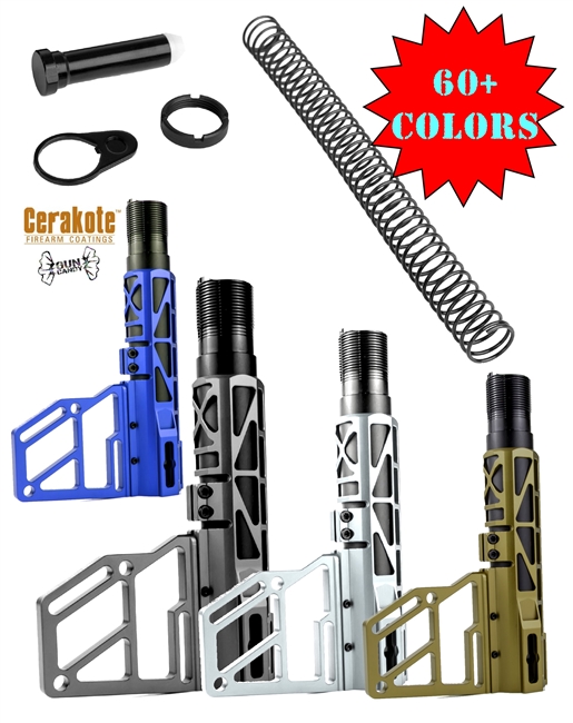 Cerakote FSI Aluminum Skeletonized Pistol Brace - 2 Piece Set - 60+ Colors Available