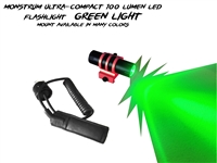 Ultra-Compact 100 Lumen LED Flashlight - Green Light- You Choose Color -Shown here in USMC Red