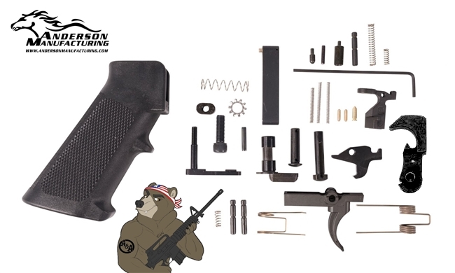 MIDNIGHT BRONZE Cerakote OEM complete mil-spec lower part kit with pistol  grip ( LPK )