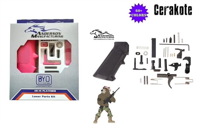 Anderson Lower Parts Kit with Pistol Grip; Milspec, AR15 - Your Choice of Cerakote Color