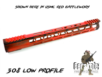 308 Low Profile MLOK Free Float HANDGUARD 15" - Shown here in USMC Red Battleworn