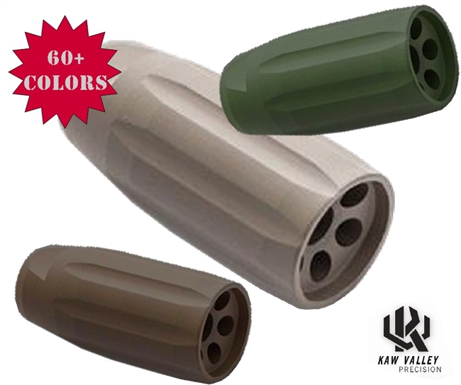 Kaw Valley Precision KVP LINEAR COMP 5/8x24 tpi (45 acp,40 s&w,10mm) - Choose A Color - Shown Here In OD Green, Magpul FDE, and Patriot Brown