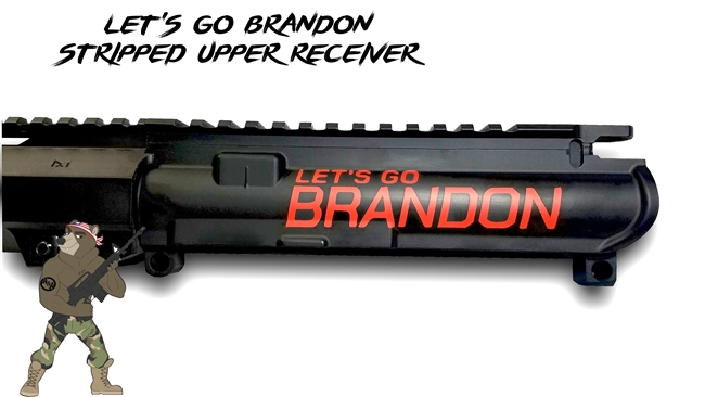 Let's Go Brandon Slick Side Pistol Caliber Stripped Upper Receiver - You Choose Color - Shown here in Firehouse Red