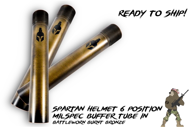 Spartan Milspec 6 Position Buffer Tube in Burnt Bronze Battleworn - READY TO SHIP!