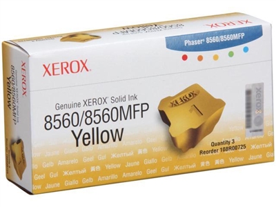 Genuine Xerox 108R00725 8560/8560MFP  Yellow Solid Ink Sticks, Pack Of 3