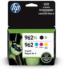 Original HP 962XL High Yield Black and HP 962 Cyan, Magenta, Yellow Ink Cartridges Pack of 4, 3JB34AN