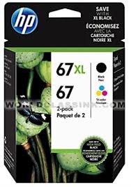 HP 67XL/67 3YP30AN#140 Black High Yield and Tri-Color Standard Yield Ink Cartridge, 2/Pack  Bstock