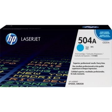 Genuine HP 504A, Cyan Toner Cartridge (CE251A)