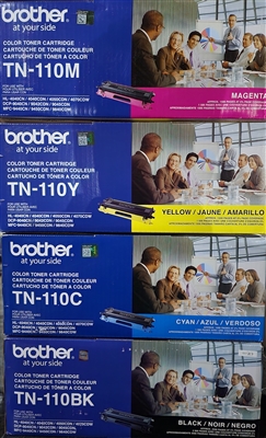 TN110Set Original Brother TN110BK  Black TN110C Cyan TN110Y Yellow TN110M Magenta High Yield Toner Set