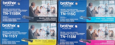 Original Brother TN115 Set TN115BK  Black TN115C Cyan TN115Y Yellow TN115M Magenta High Yield Toner Set