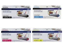 Original TN221 Set Brother TN221BK, TN221C, TN221Y, TN221M Set Black, Cyan, Yellow, Magenta Toner Cartridges Bstock