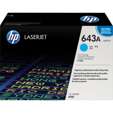 Original HP 643A Q5951A Cyan LaserJet Toner Cartridge