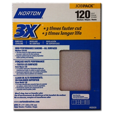 Norton Sandpaper 150 Grit 9"X11" [20 SHEETS]  02638