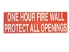 1 HOUR FIRE WALL STICKER  50 PACK  RED  One hour fire wall sticker