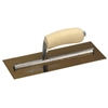 Marshalltown 11 1/2 X 4 3/4" Golden Stainless Steel Finishing Trowel with Wooden Handle  12146  CURRY