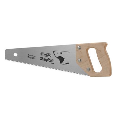 STANLEY 15" Blade Length x 9 Points Per Inch SharpTooth Handsaw