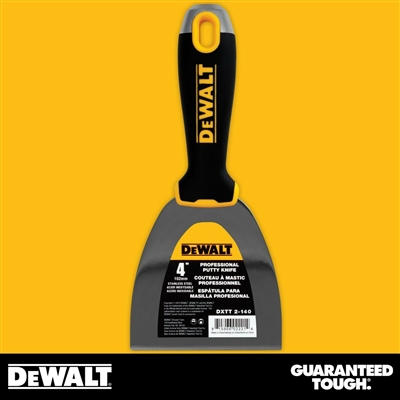 DEWALT 4" Stainless Steel Putty Knife - Soft Grip Handle - Chrome End