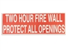 2 HOUR FIRE WALL STICKER  50 PACK  RED  Two hour fire wall sticker