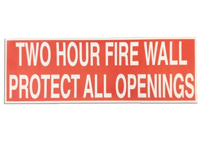 2 HOUR FIRE WALL STICKER  50 PACK  RED  Two hour fire wall sticker