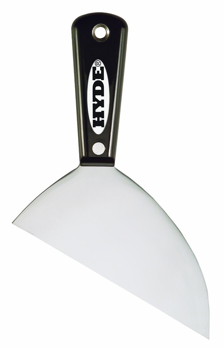 HYDE 6" FLEXIBLE ANGLED BLADE KNIFE Hyde 6" Flexible Black & Silver Clipped Drywall  Knife 2701