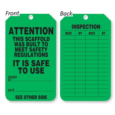 Scaffold Status Tag - Green  (PACK OF 25)