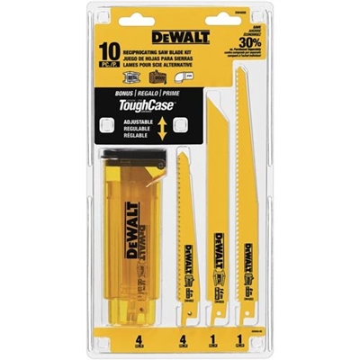 DEWALT DW4898 Bi Metal Reciprocating Saw Blade Set with Case, 10 Piece