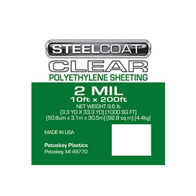 STEELCOAT 2 MIL Clear Plastic Sheeting - 10' x 100'