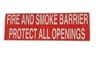 FIRE AND SMOKE BARRIER PROTECT ALL OPENINGS STICKER  50 PACK  RED