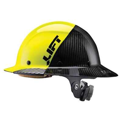 LIFT SAFETY DAX Fifty 50 Carbon Fiber Full Brim Hardhat Hi Vis Yellow/Black  HDF50C 19HC