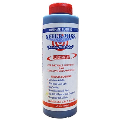 NEVER-MISS COLORING TINTING GEL FOR DRYWALL TOUCHUPS BLUE 16.9 oz bottle  PB500