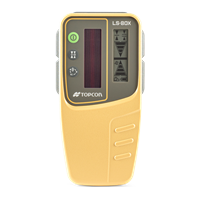 yellow and gray Topcon laser reciever with LCD display and protective case