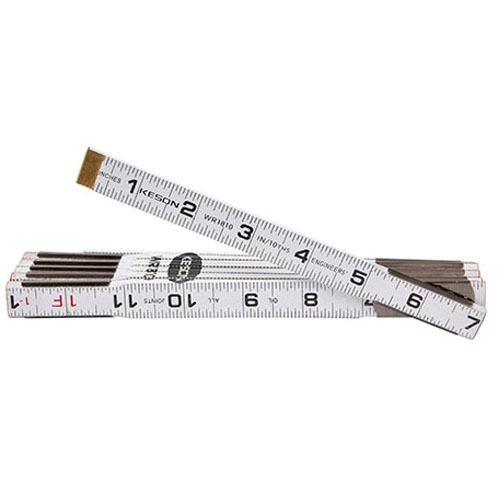 Keson 6' Engineer's Wooden Folding Ruler - Inches/Tenths