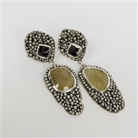 Handmade Earrings with garnet and rutilated quartz