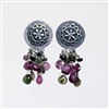 Daisy Earrings photo. Handmade sterling silver earrings and tourmalines.