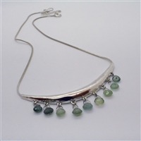 Silver necklace with green tourmaline