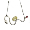 Necklace made of silver, gold and pink tourmaline