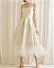 Ivory and Gold Tea Length Dress with Tulle