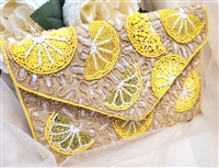 Hand Beaded Lemon Purse