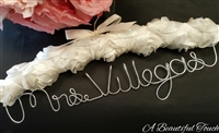 Personalized Ivory Rosette Fabric Hanger