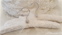 Ivory Tulle Edged Hanger with Crystal