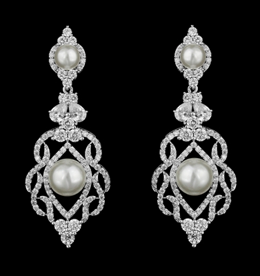 Crystal and Pearl Chandelier Earrings
