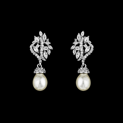 CZ and Pearl Drop Earrings