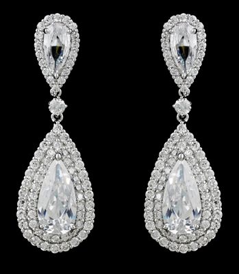 Large Tear Drop CZ Earrings